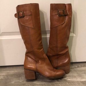 Camel brown calf height Lucky leather boots - used